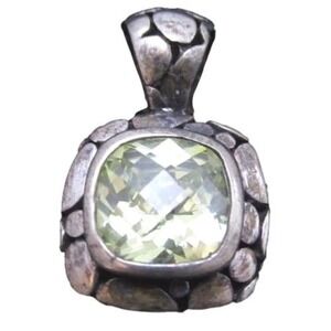 Bright Citrine Yellow Square Bezel Set Gemstone Sterling Silver Pendant